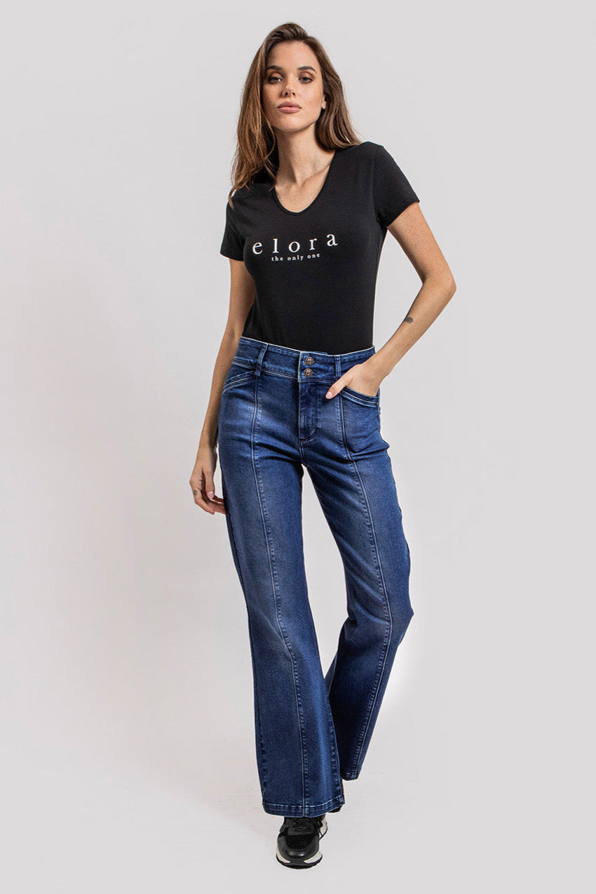 Jean flare denim bleu | Elora
