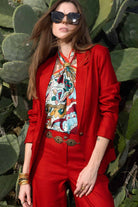 Pantalon palazzo rouge lin fluide | Elora