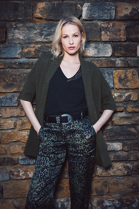 Tee shirt anthracite avec broderies perlées | Elora