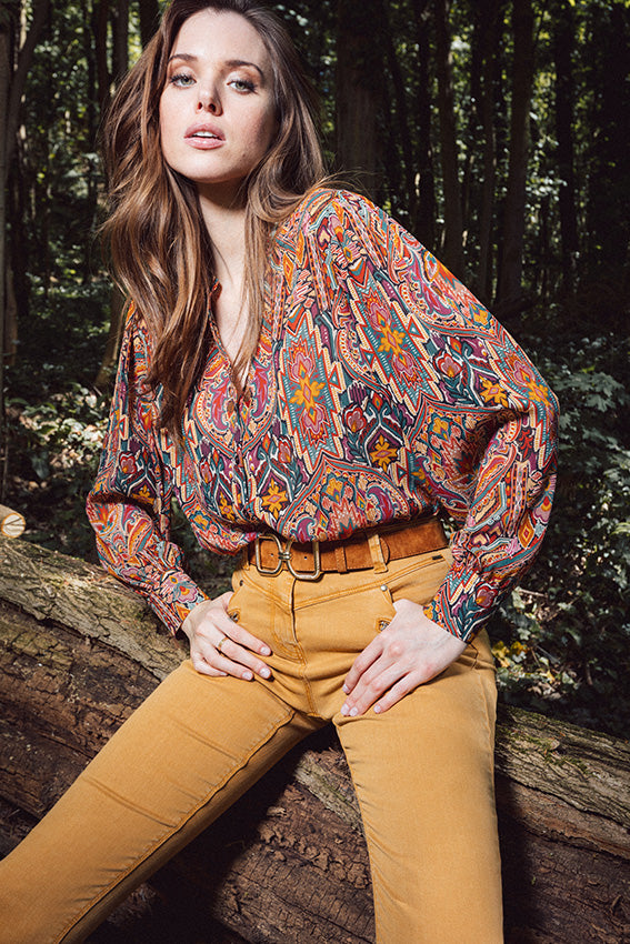 Blouse esprit ethnique multicolore | Elora
