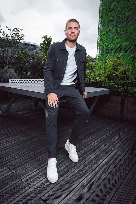 Pantalon coupe droite effet tweed gris | Elora