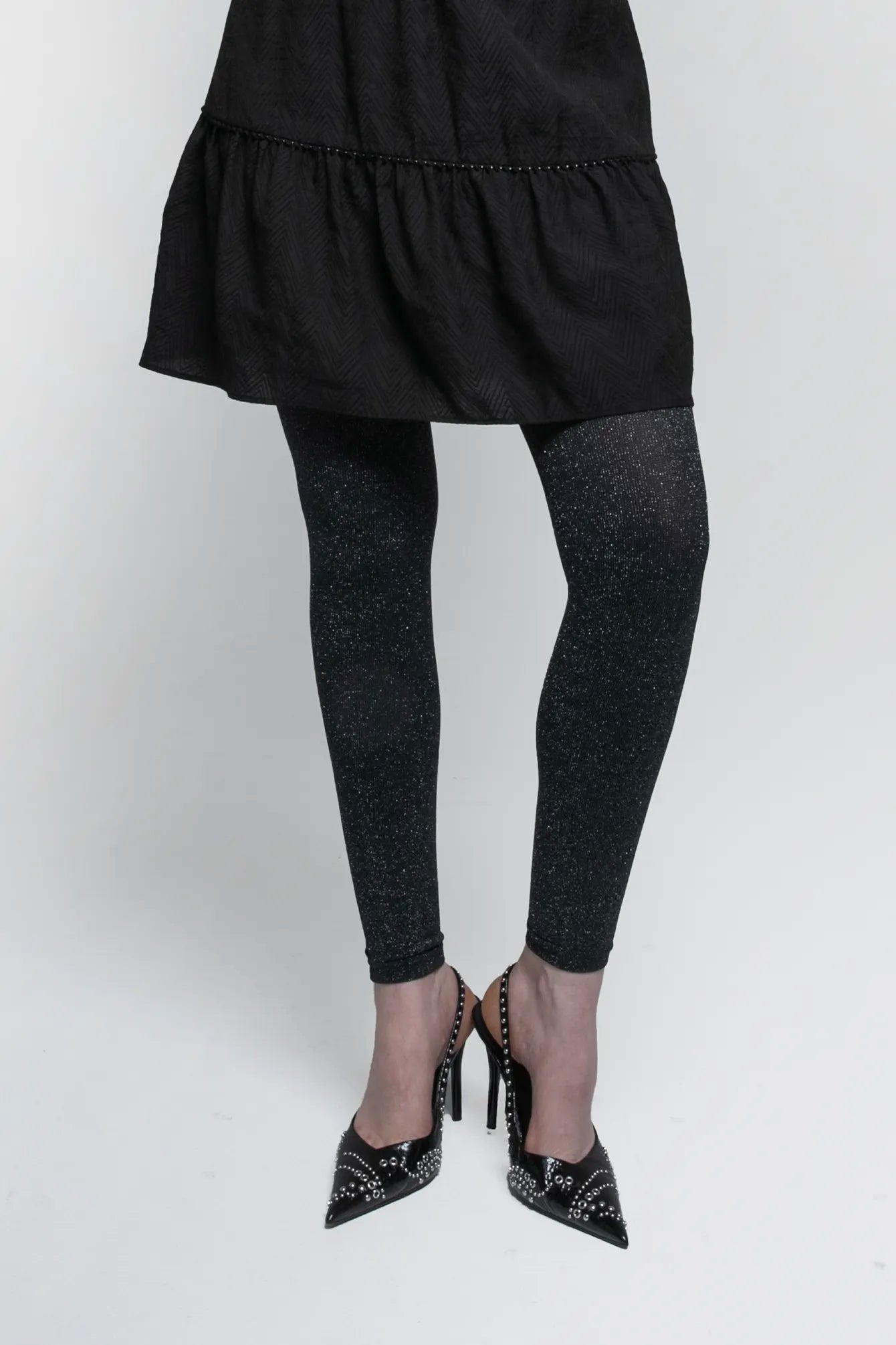Legging opaque noir métallisé | Elora