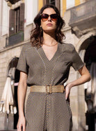 Combipantalon coloris violet et olive | Elora