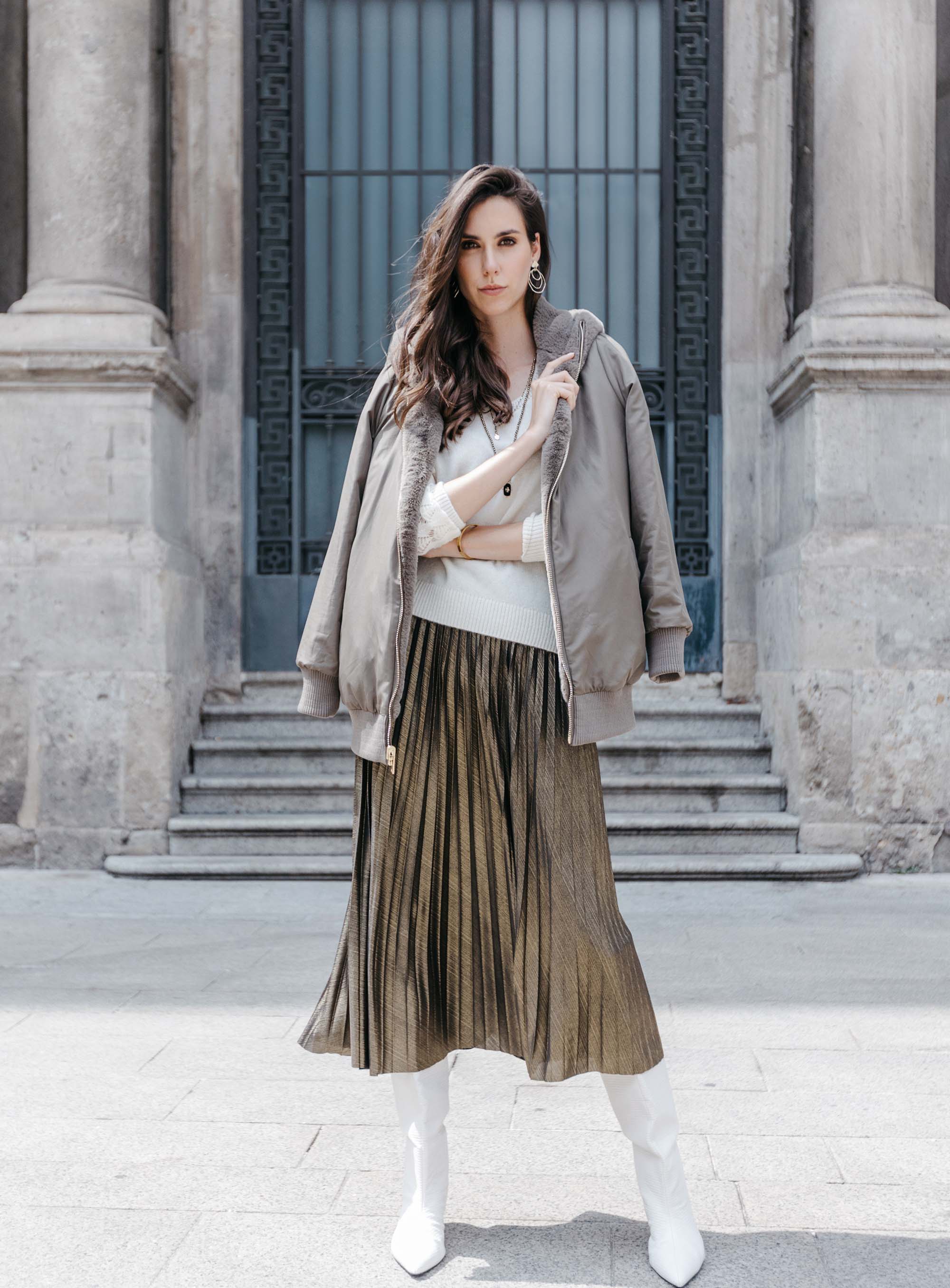 Jupe plissée soleil bronze | Elora