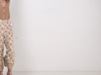 Pantalon imprimé beige large fluide | Elora