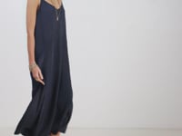 Robe longue marine bretelles perlées | Elora