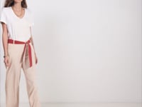 Pantalon palazzo rayé terracotta | Elora