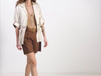 Veste saharienne rayée écru choco | Elora