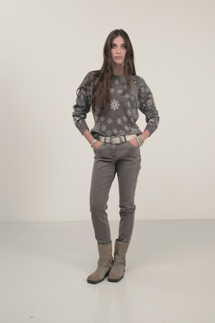 Pantalon gris coupe slim | Elora