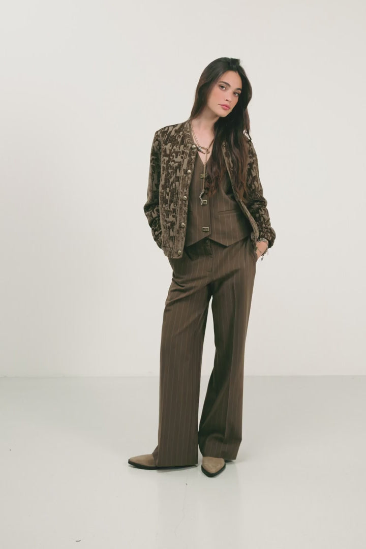 Bomber bronze velours damassé jacquard | Elora