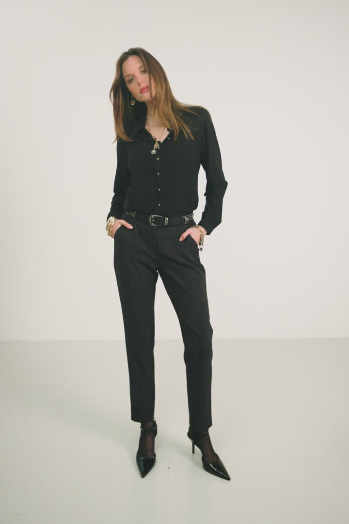 Pantalon cigarette imprimé bi-tons chic | Elora