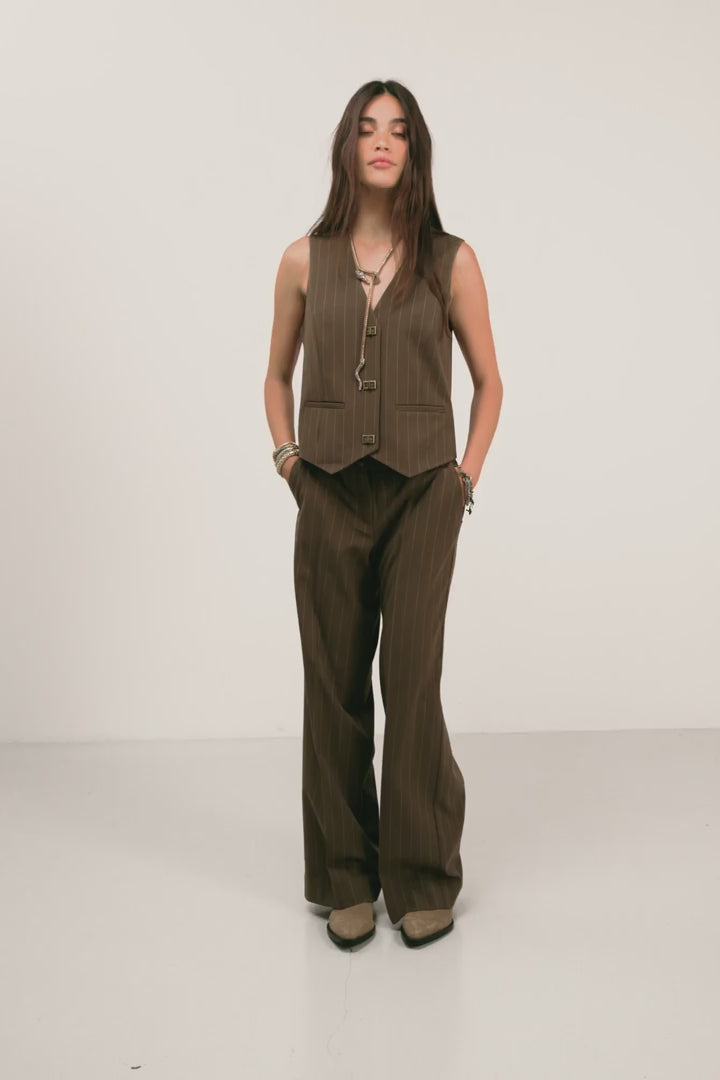 Gilet tailleur rayé bronze | Elora
