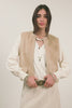 Gilet sans manches fourrure beige bohème | Elora
