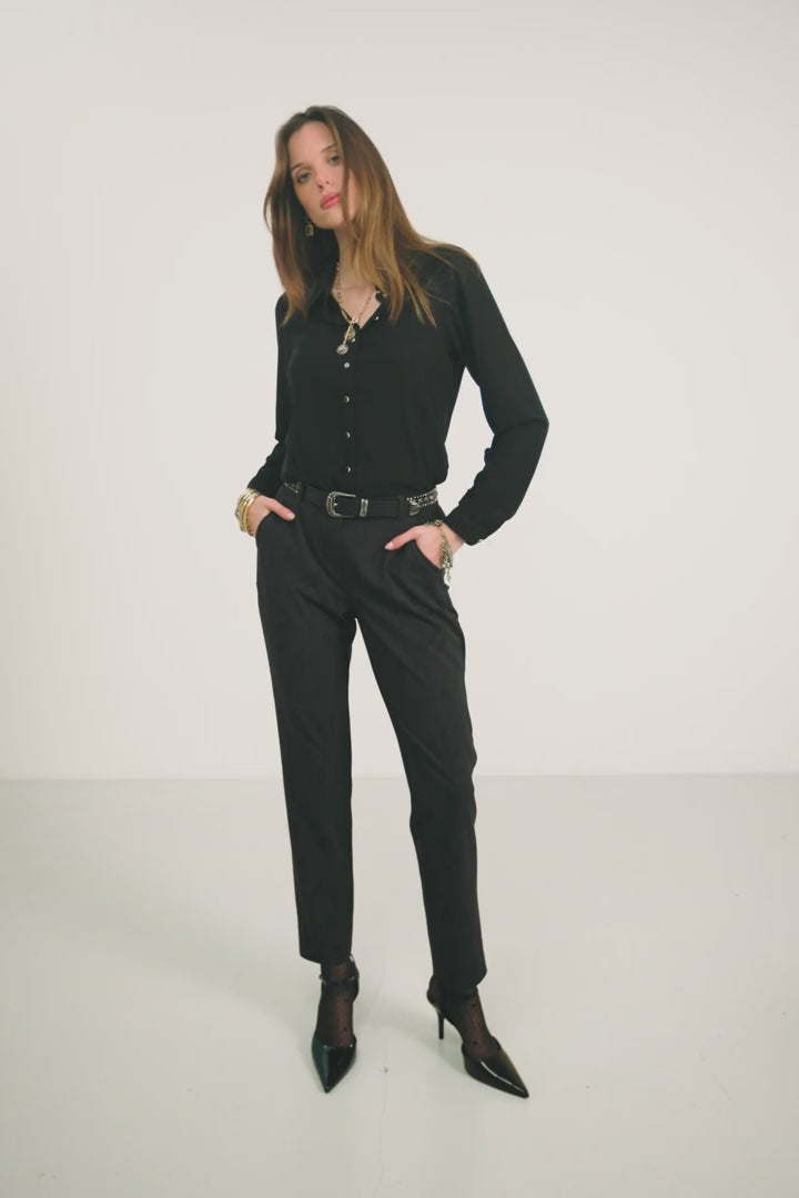 Chemise noire maille minimaliste | Elora