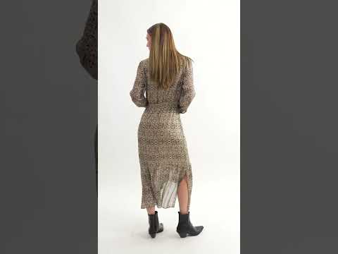 Robe longue imprimé beige et noir | Elora