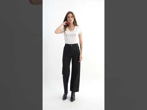 Jean wide leg denim noir | Elora