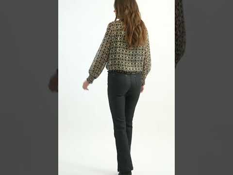 Pantalon noir coupe flare enduit effet cuir | Elora