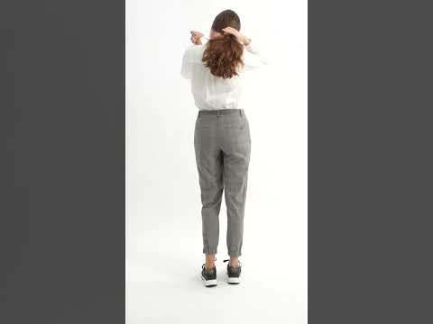 Pantalon coupe cargo à carreaux gris | Elora