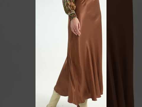 Jupe en satin coupe sirène coloris choco | Elora