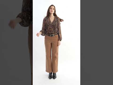 Blouse imprimé noir et rouille | Elora