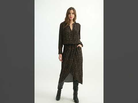 Robe longue taille baisse bicolore choco et noir | Elora