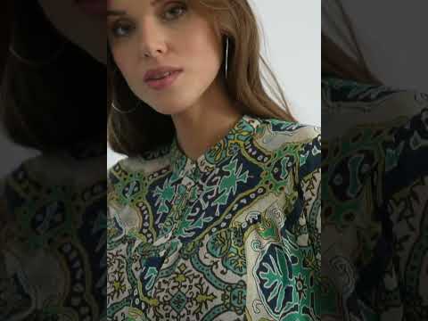 Chemise imprimé exclusif bleu et céladon | Elora