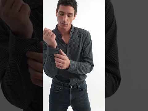 Chemise en maille imprimé bleu | Elora