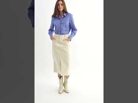 Jupe longue en denim écru | Elora