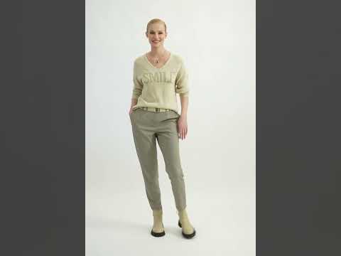 Pantalon coupe cigarette à carreaux beiges | Elora