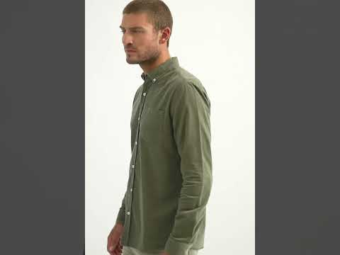 Chemise coupe regular en velours kaki | Elora
