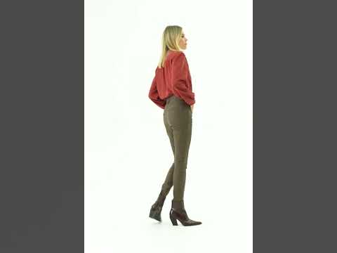 Pantalon slim enduit choco | Elora