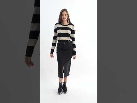 Jupe longue en denim noir | Elora