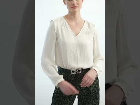 Pantalon Palazzo en satin imprimé sauvage kaki et noir | Elora