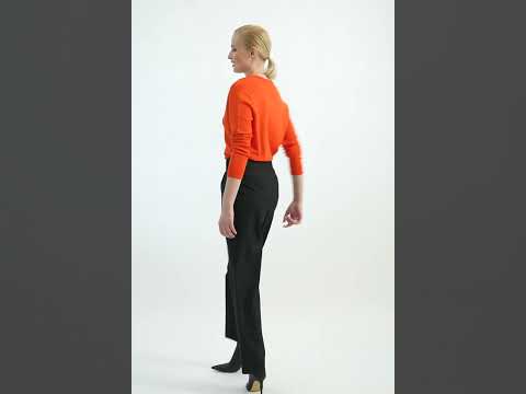 Pull fin col V orange avec étoiles strassées | Elora