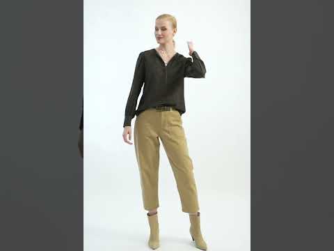 Blouse imprimé graphique bicolore kaki et noir | Elora