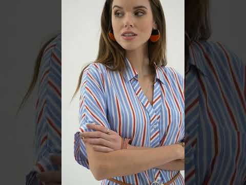 Robe chemise rayée bleu et orange | Elora