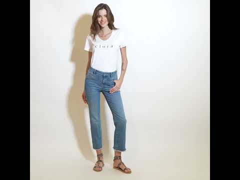 Jean bootcut cropped bleu moyen | Elora