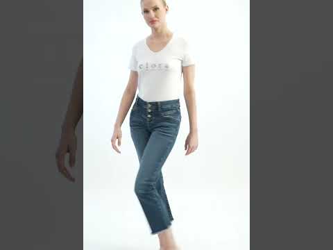 Jean bootcut cropped bleu foncé | Elora