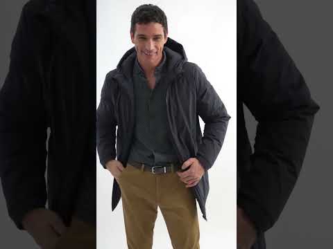Parka mi|longue réversible coloris navy | Elora