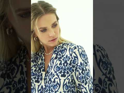 Azure blue patterned blouse – Elora