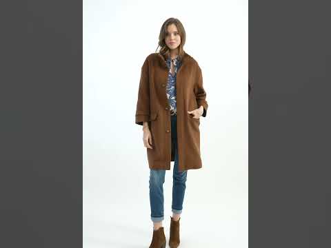 Manteau oversized manches 3/4 coloris chocolat | Elora
