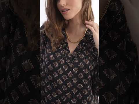 Robe courte imprimé noir et bordeaux | Elora