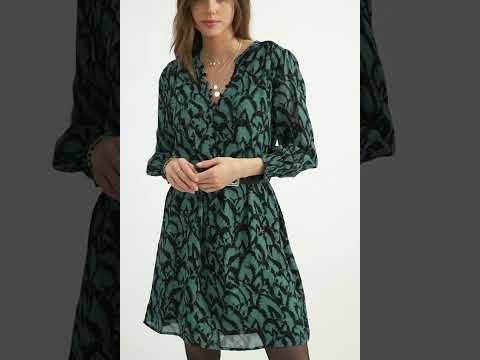 Robe droite imprimé floral bleu | Elora