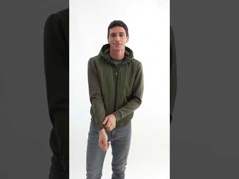 Blouson à capuche bi|matières kaki | Elora