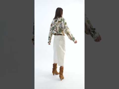 Chemise imprimé floral écru et vert | Elora