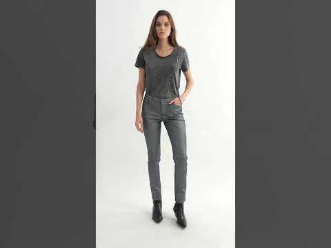 Pantalon slim gris argent | Elora
