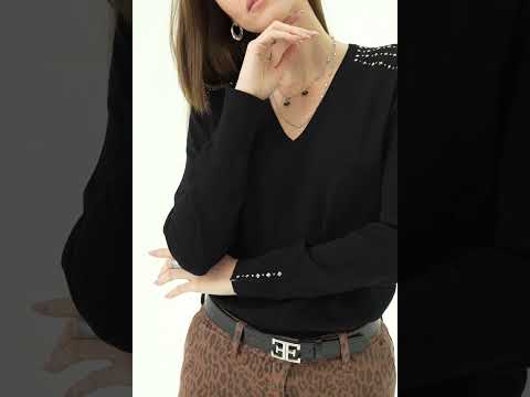 Pull clouté noir | Elora