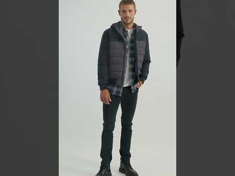 Blouson matelassé à capuche coloris navy | Elora