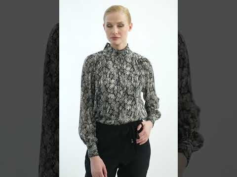 Blouse imprimé serpent noir et beige | Elora