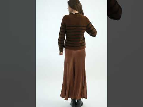 Pull rayé bicolore toffee et noir | Elora